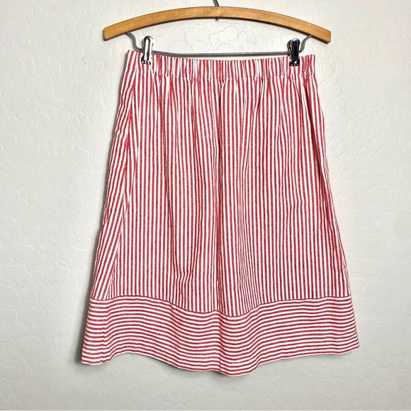 J. Crew Factory Women’s Size XS A-line Skirt Red Cream Striped - Picture 3 of 4